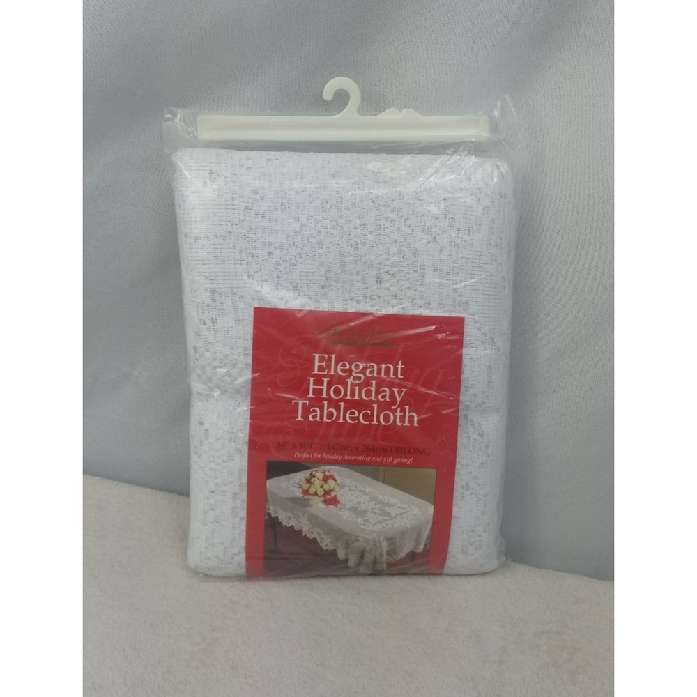 Holiday Time Elegant Lace Tablecloth 58x104 Oblong White‎ Christmas Dining New